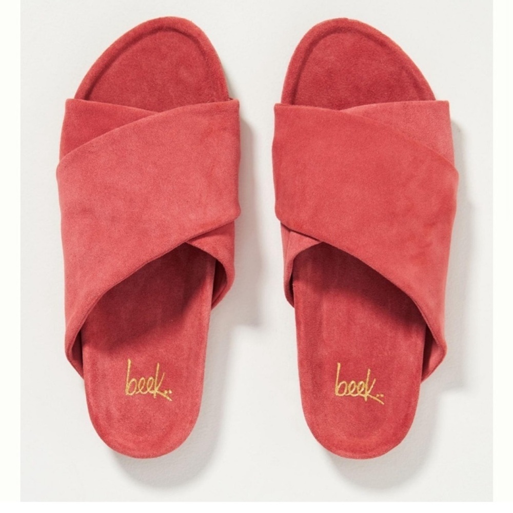beek Coral Suede Crisscross Slide Sandals
